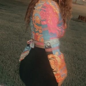 Multi colored crop shirt